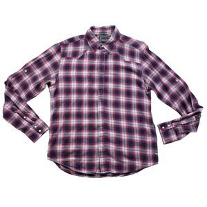 Scotch & Soda Pearl Snap Shirt Mens Large Red Plaid Check Roll Up Sleeve Western